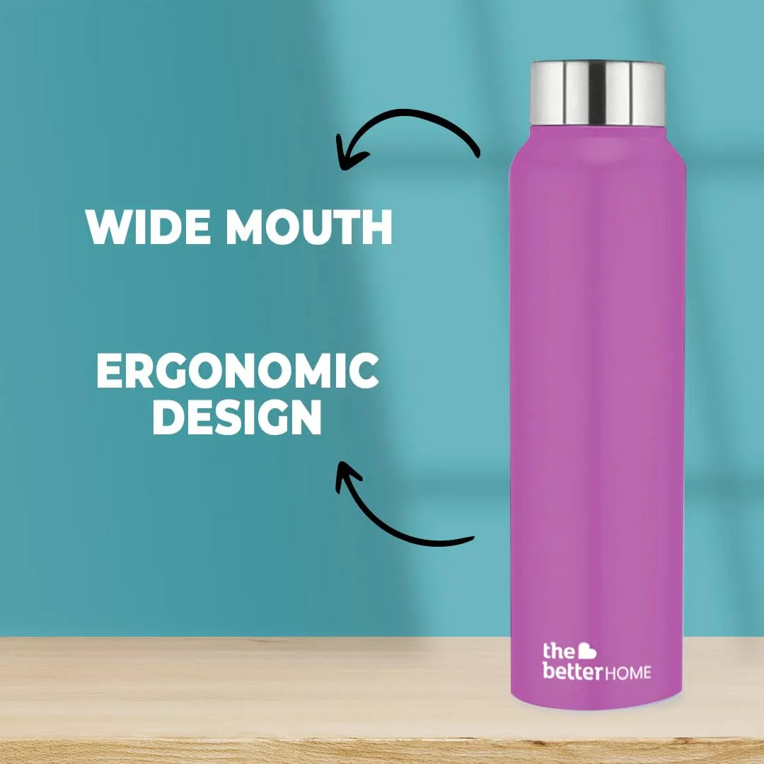 The Better Home Stainless Steel Water Bottle 1 Litre | Leak Proof, Durable & Rust Proof | Non-Toxic & BPA Free Steel Bottles 1  Litre | Eco Friendly Stainless Steel Water Bottle | Purple (Pack of 2