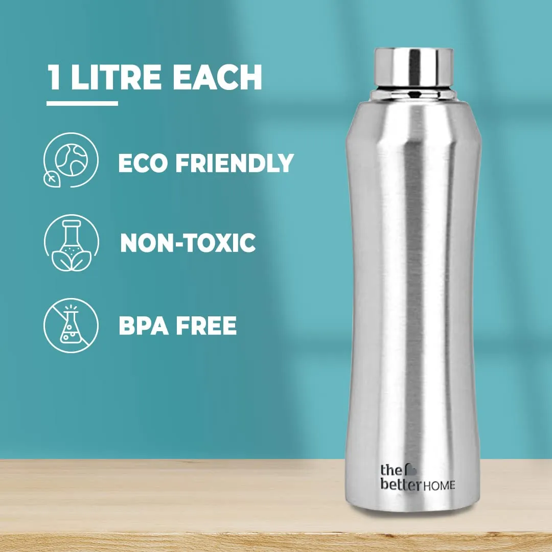 The Better Home Steel Water Bottle (10Pcs-1 Litre) Water Bottle For Kids School | Water Bottle For Home | Leak- Proof BPA Free | Gym Water Bottle | Water Bottle For Office | Aesthetic Water Bottle