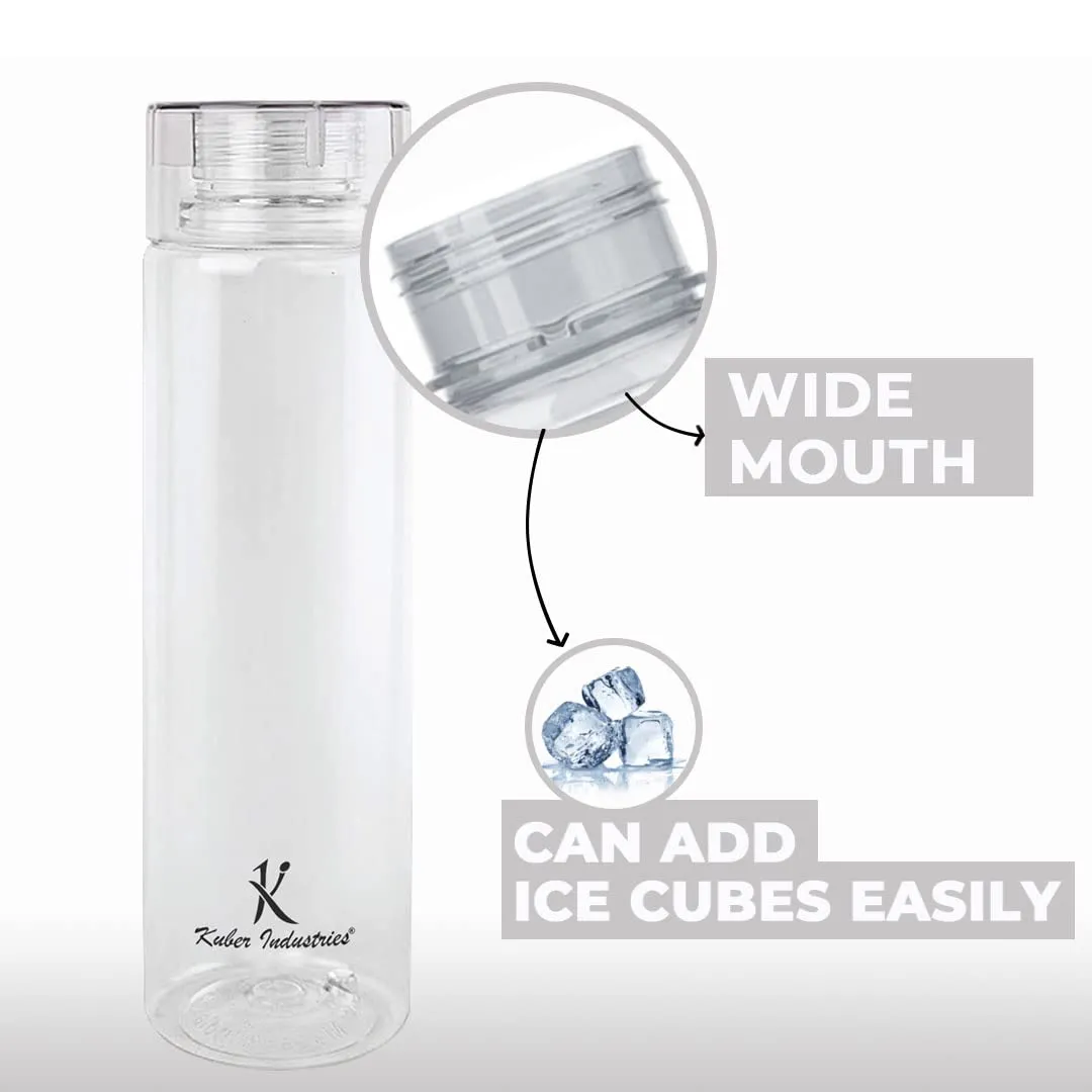Urbane Home BPA Free Plastic Water Bottles | Breakproof, Leakproof, Food Grade PET Bottles | Water Bottle for Kids & Adults | Plastic Bottle Set of 6 |Natural