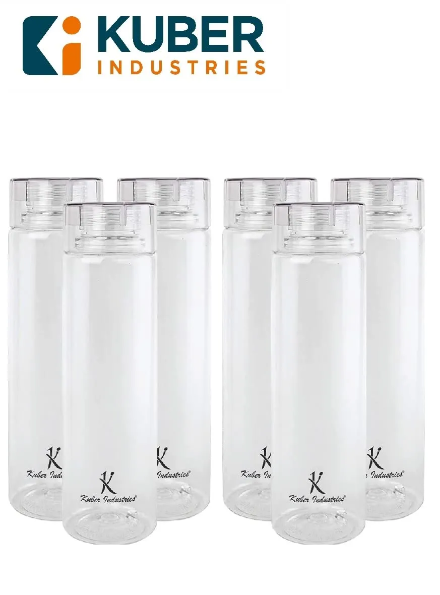 Urbane Home BPA Free Plastic Water Bottles | Breakproof, Leakproof, Food Grade PET Bottles | Water Bottle for Kids & Adults | Plastic Bottle Set of 6 |Natural