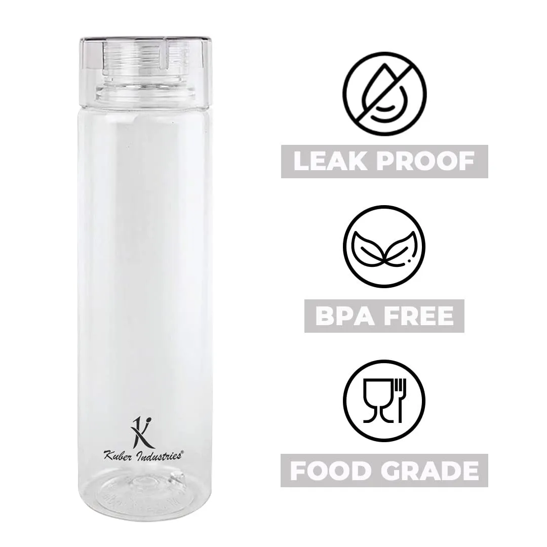 Urbane Home BPA Free Plastic Water Bottles | Breakproof, Leakproof, Food Grade PET Bottles | Water Bottle for Kids & Adults | Plastic Bottle Set of 6 |Natural