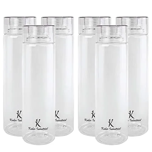 Urbane Home BPA Free Plastic Water Bottles | Breakproof, Leakproof, Food Grade PET Bottles | Water Bottle for Kids & Adults | Plastic Bottle Set of 6 |Natural