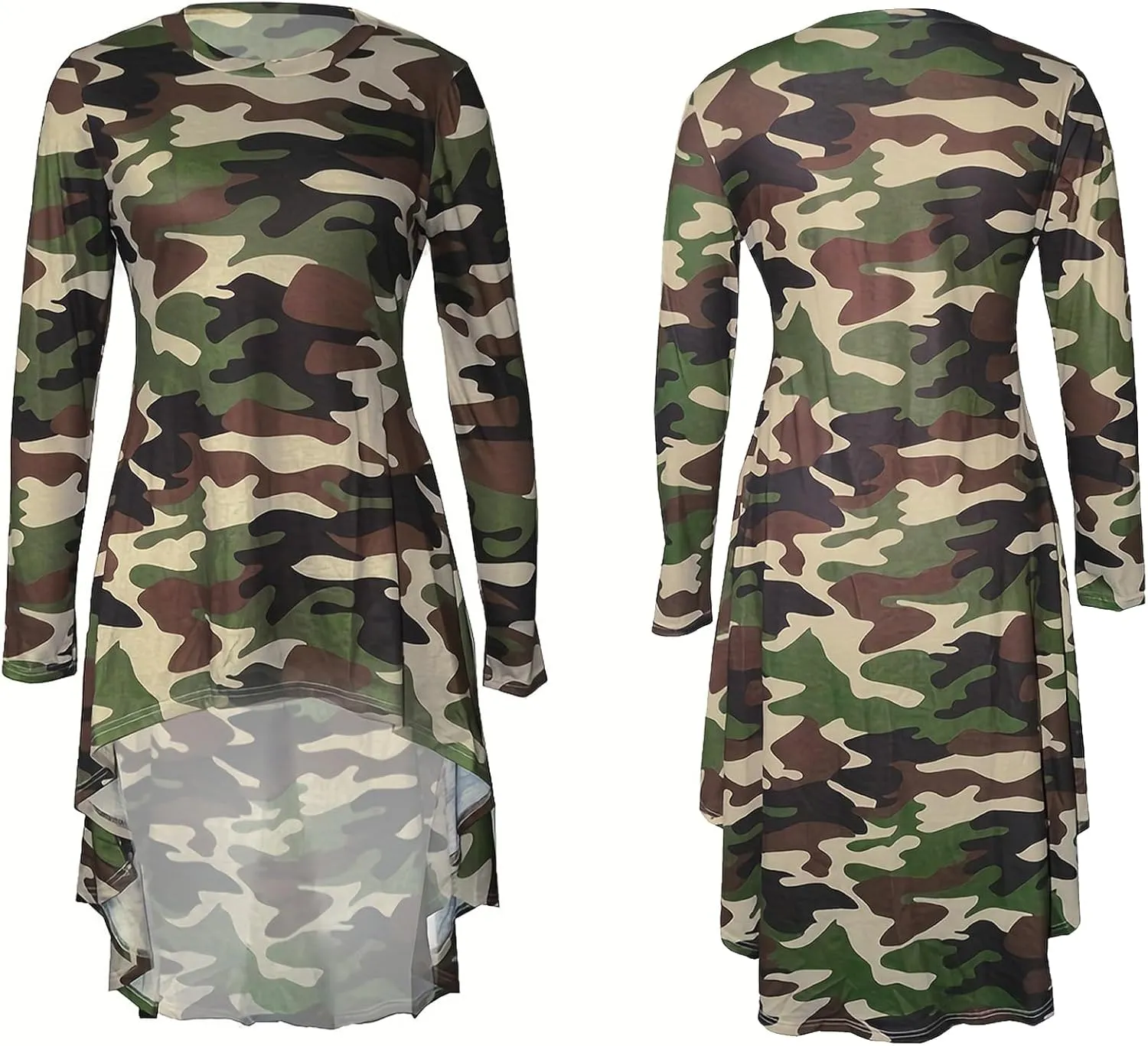 Vakkest Women's Camo Print Dress Jumpsuit Deep V Neck Sleeveless Tunic Mini Dress Plus Size with Pocket Clubwear