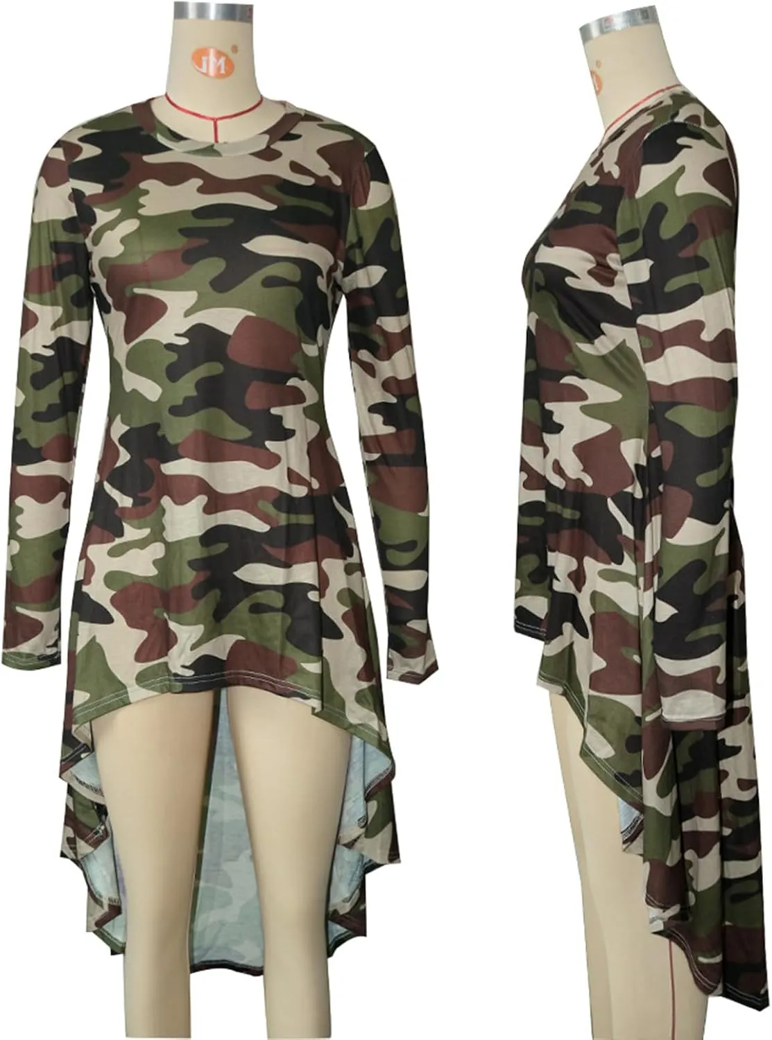 Vakkest Women's Camo Print Dress Jumpsuit Deep V Neck Sleeveless Tunic Mini Dress Plus Size with Pocket Clubwear