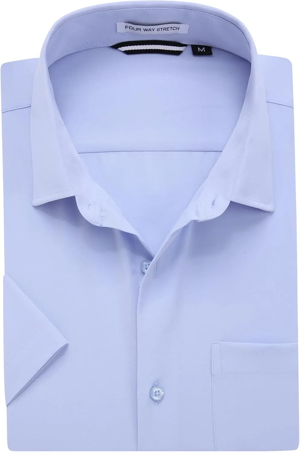 WARHORSEE Mens Dress Shirts Short Sleeve Performance 4-Way Stretch Wrinkle Free Casual Button Down Shirt