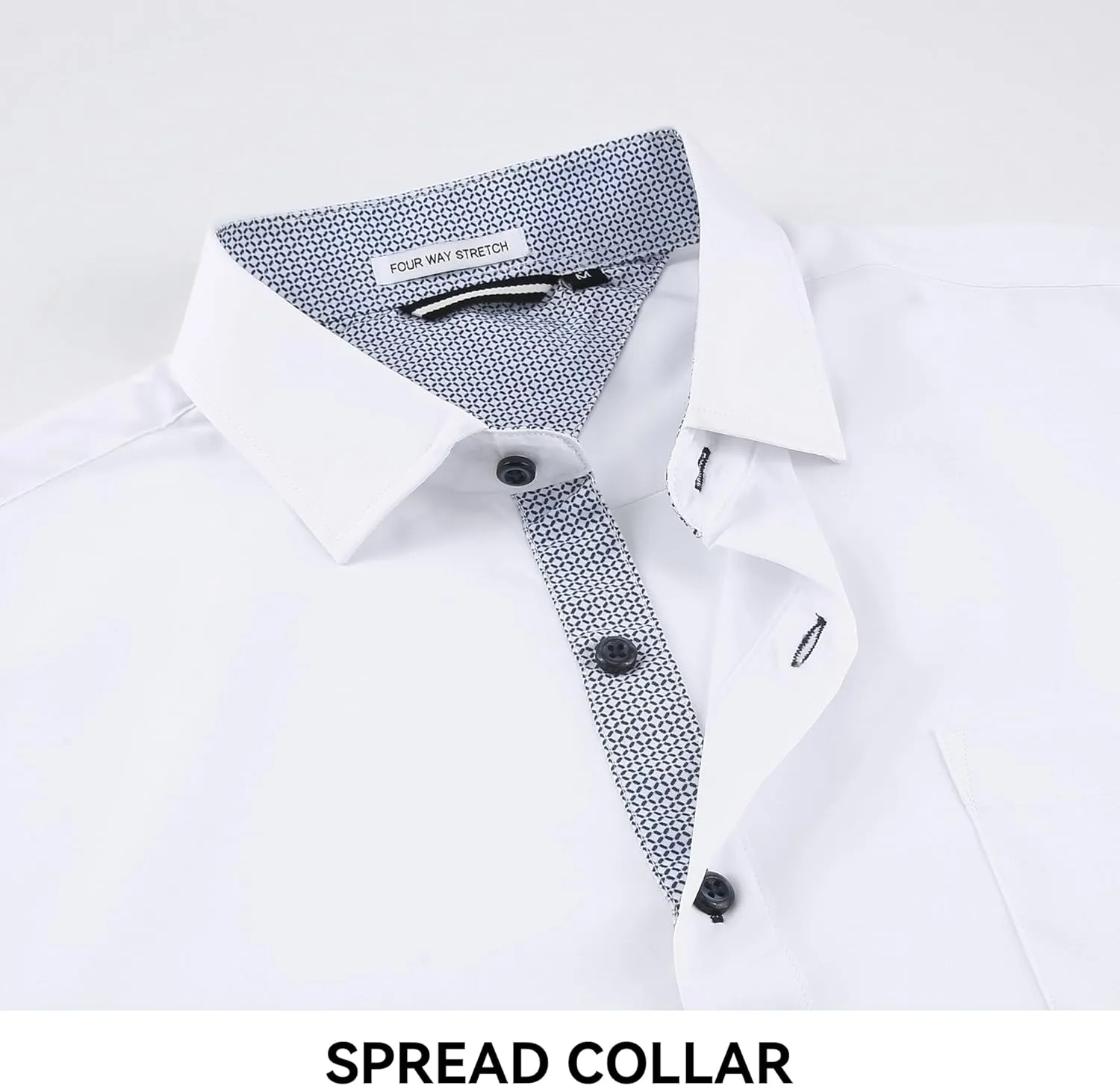 WARHORSEE Mens Dress Shirts Short Sleeve Performance 4-Way Stretch Wrinkle Free Casual Button Down Shirt
