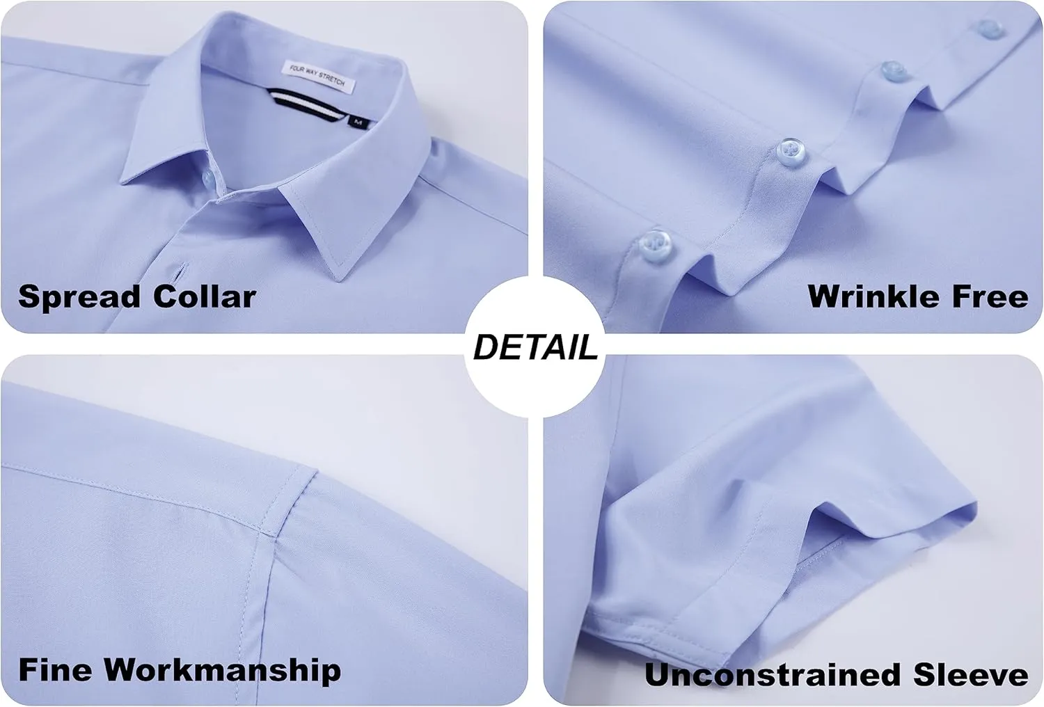 WARHORSEE Mens Dress Shirts Short Sleeve Performance 4-Way Stretch Wrinkle Free Casual Button Down Shirt