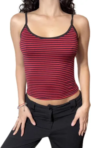 Women Spaghetti Strap Striped Tank Top Sleeveless Scoop Neck Camisole Basic Cami Backless Slim Fit Aesthetic Shirts