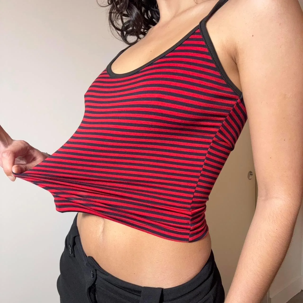 Women Spaghetti Strap Striped Tank Top Sleeveless Scoop Neck Camisole Basic Cami Backless Slim Fit Aesthetic Shirts