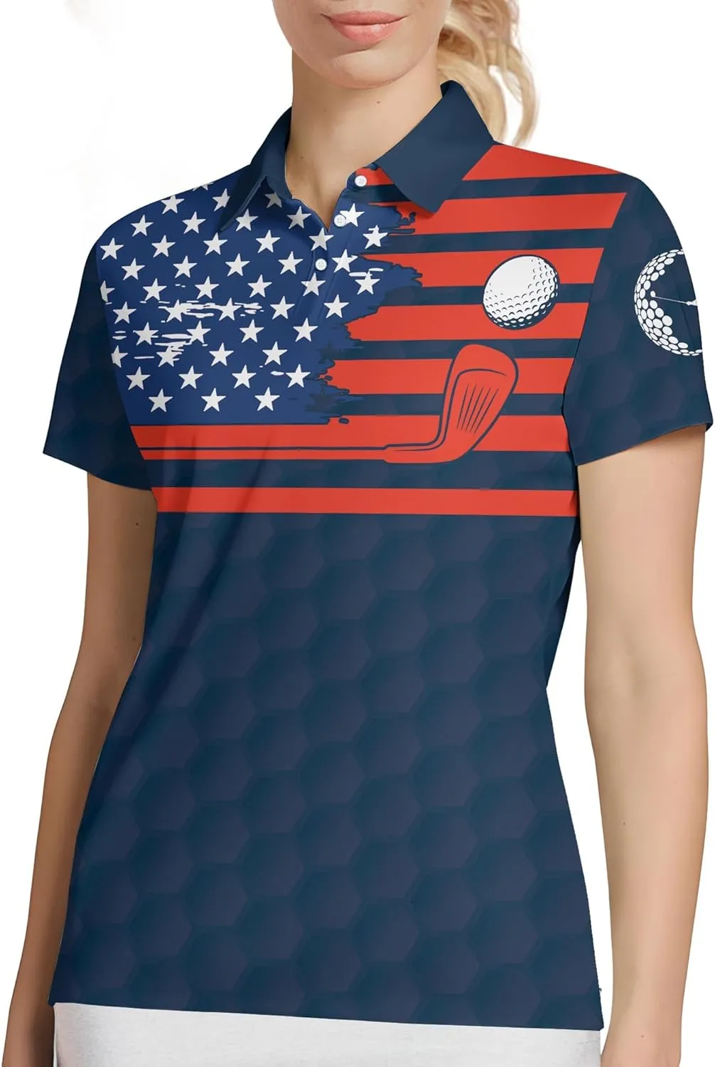 Womens Golf Shirt Funny Polo Shirts for Women Crazy Golf Outfit, Small, Aop-wpol-64653