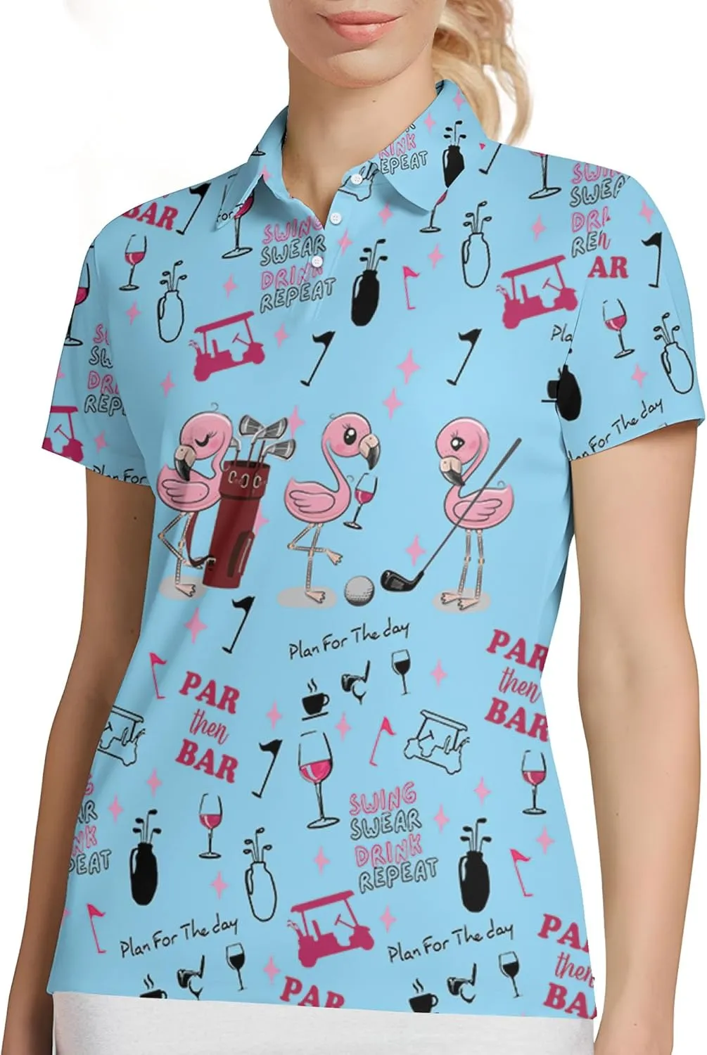 Womens Golf Shirt Funny Polo Shirts for Women Crazy Golf Outfit, Small, Aop-wpol-64653