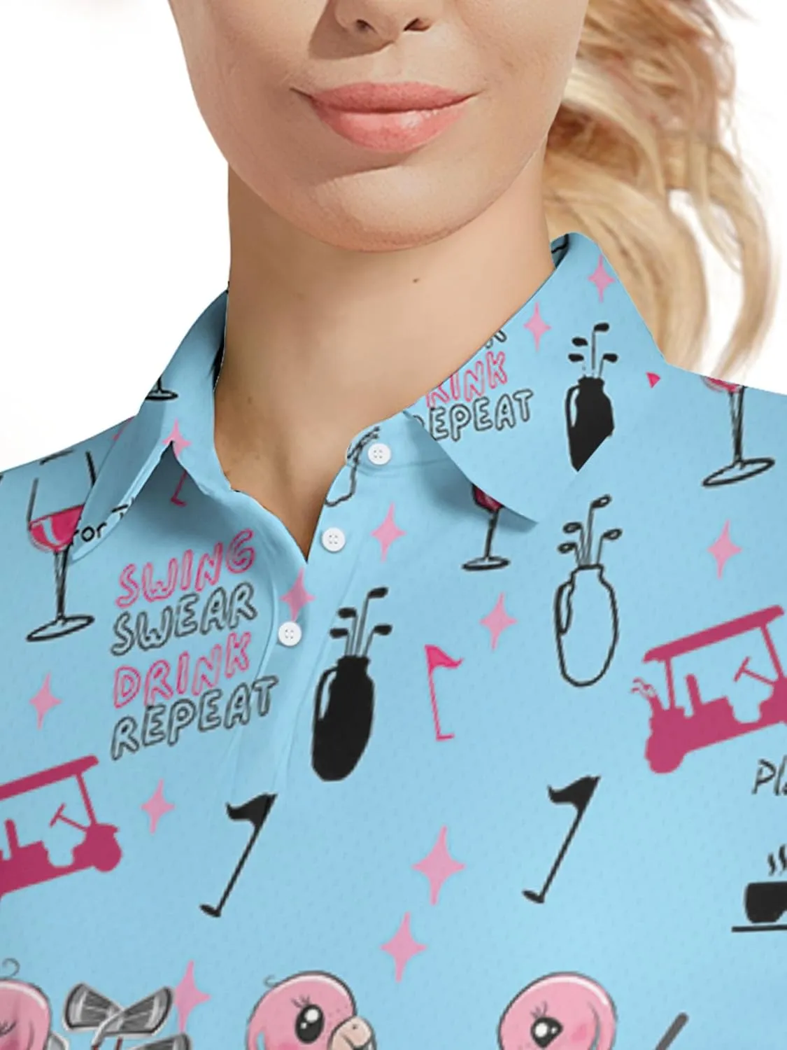 Womens Golf Shirt Funny Polo Shirts for Women Crazy Golf Outfit, Small, Aop-wpol-64653