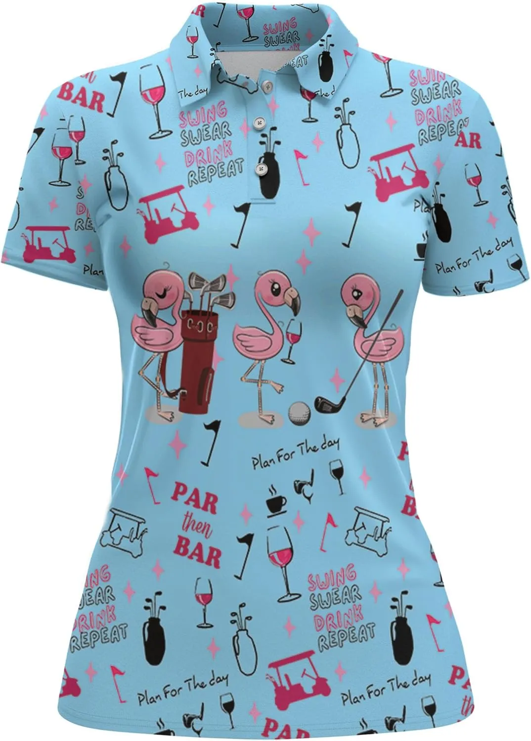 Womens Golf Shirt Funny Polo Shirts for Women Crazy Golf Outfit, Small, Aop-wpol-64653