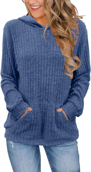 Womens Long Sleeve Shirts Kangaroo Pocket Fashion Hoodies Fall Pullover Sweatshirts