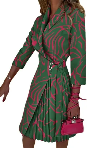 Women's Long Sleeve Trench Coat with Bow Tie for Business Casual Workwear Dresses