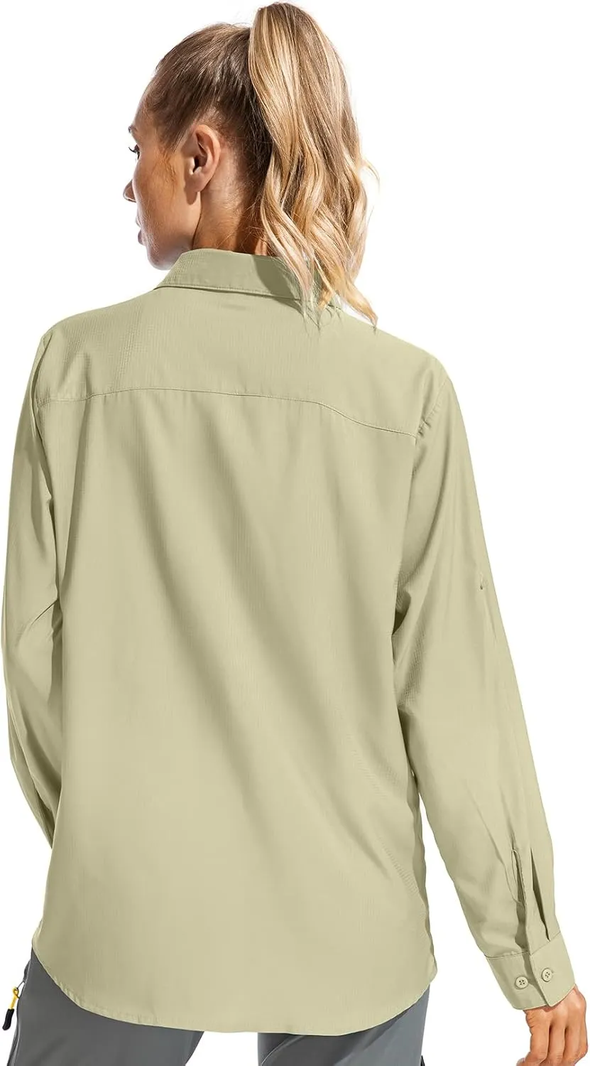 Women's Safari Shirts UPF 50 Long Sleeve,Sun Protection Quick Dry Outdoor Fishing Hiking gardening sun Shirt