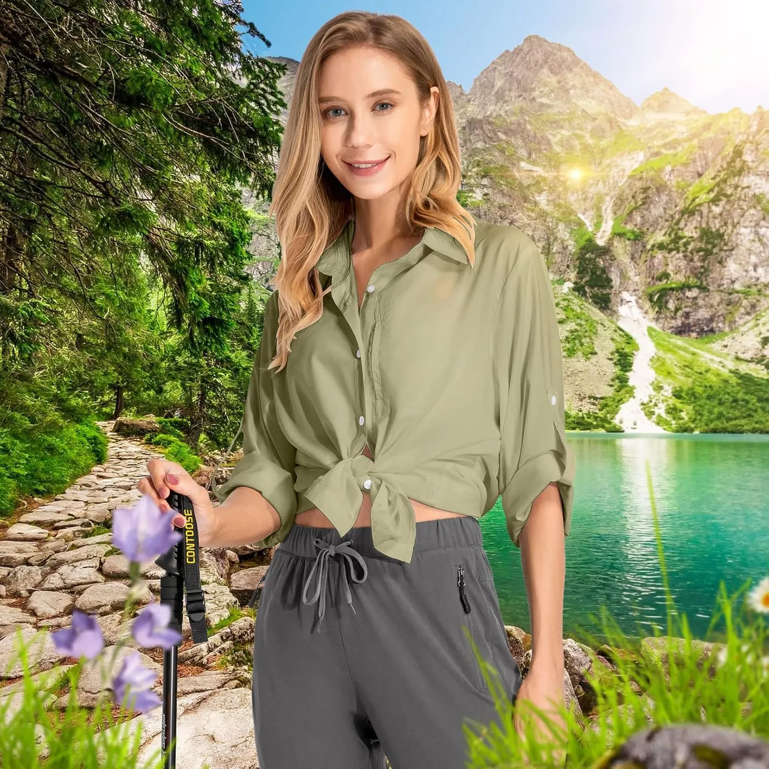Women's Safari Shirts UPF 50 Long Sleeve,Sun Protection Quick Dry Outdoor Fishing Hiking gardening sun Shirt