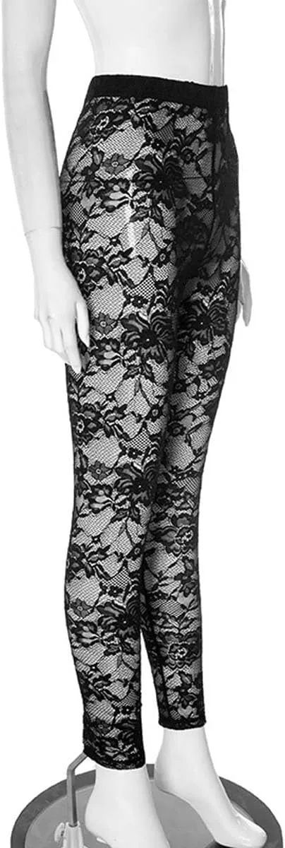 Women's Sexy See Through Sheer Mesh Pants Leggings High Waist Casual Sweatpants Tights