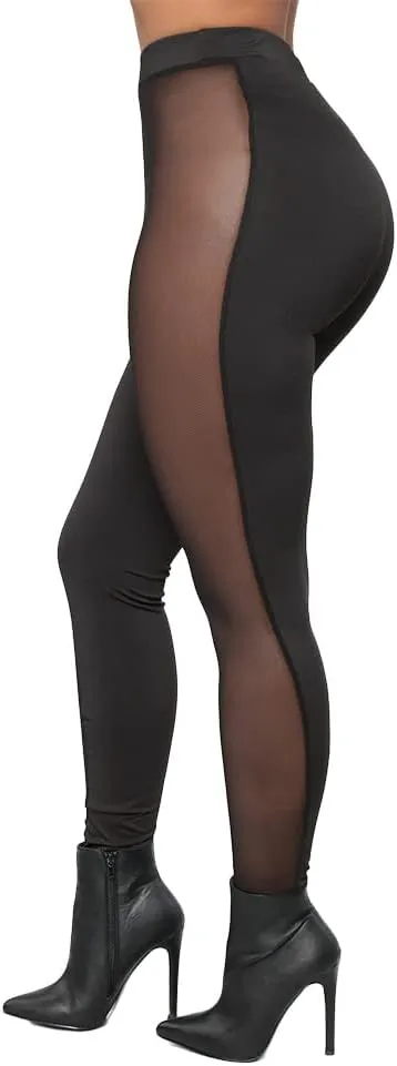 Women's Sexy See Through Sheer Mesh Pants Leggings High Waist Casual Sweatpants Tights