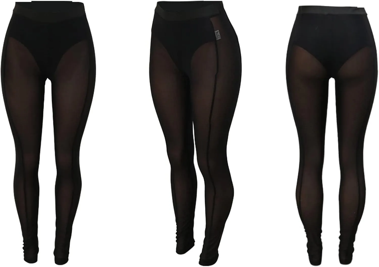Women's Sexy See Through Sheer Mesh Pants Leggings High Waist Casual Sweatpants Tights