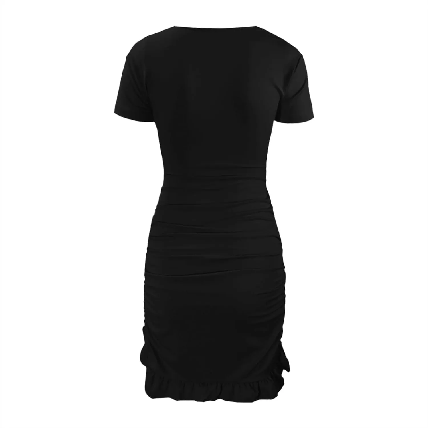 Women's Sexy Tie Up Ruched Mini Dress Bag Hip Slim Fit Layered Ruffle Hem Holow Out Front Y2k Going Out Summer Dress