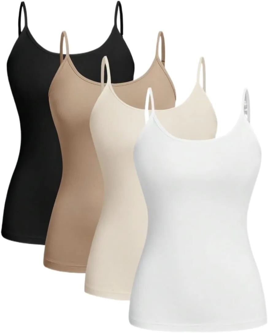 Women's Shirts 4pcs Set Casual Camisole Slimming Fit Fashion Camis Tank Tops