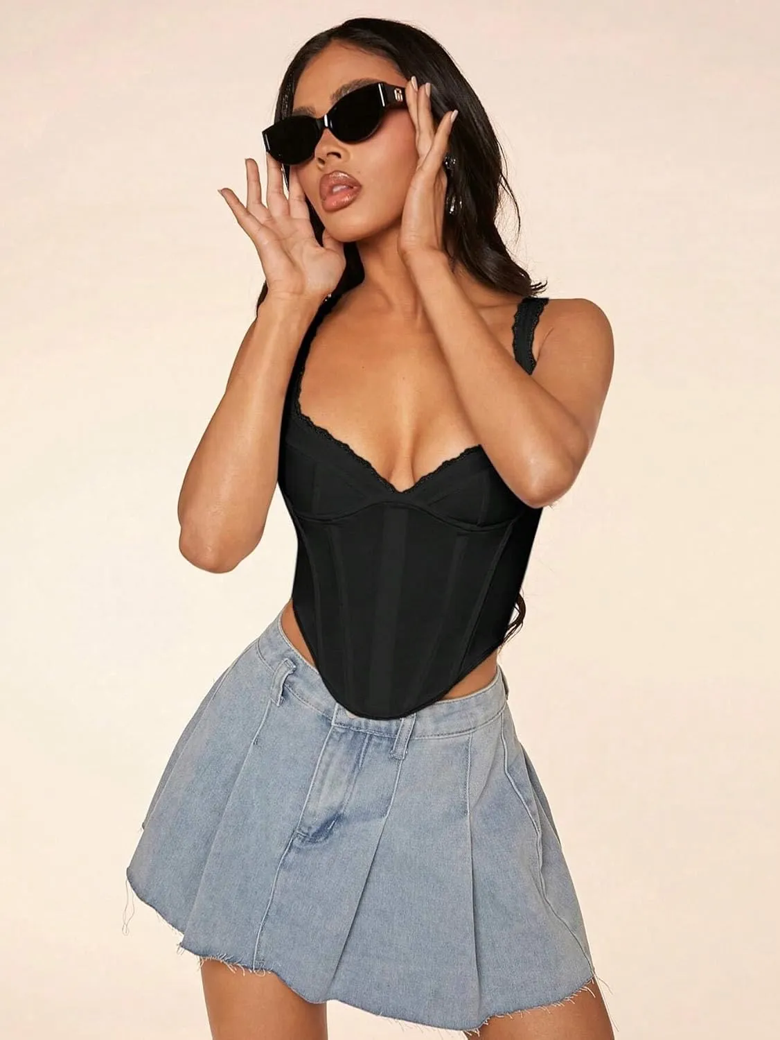 Women's Shirts Lace Trim Collar Camisole Fashion Camis Tank Tops