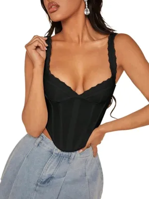 Women's Shirts Lace Trim Collar Camisole Fashion Camis Tank Tops