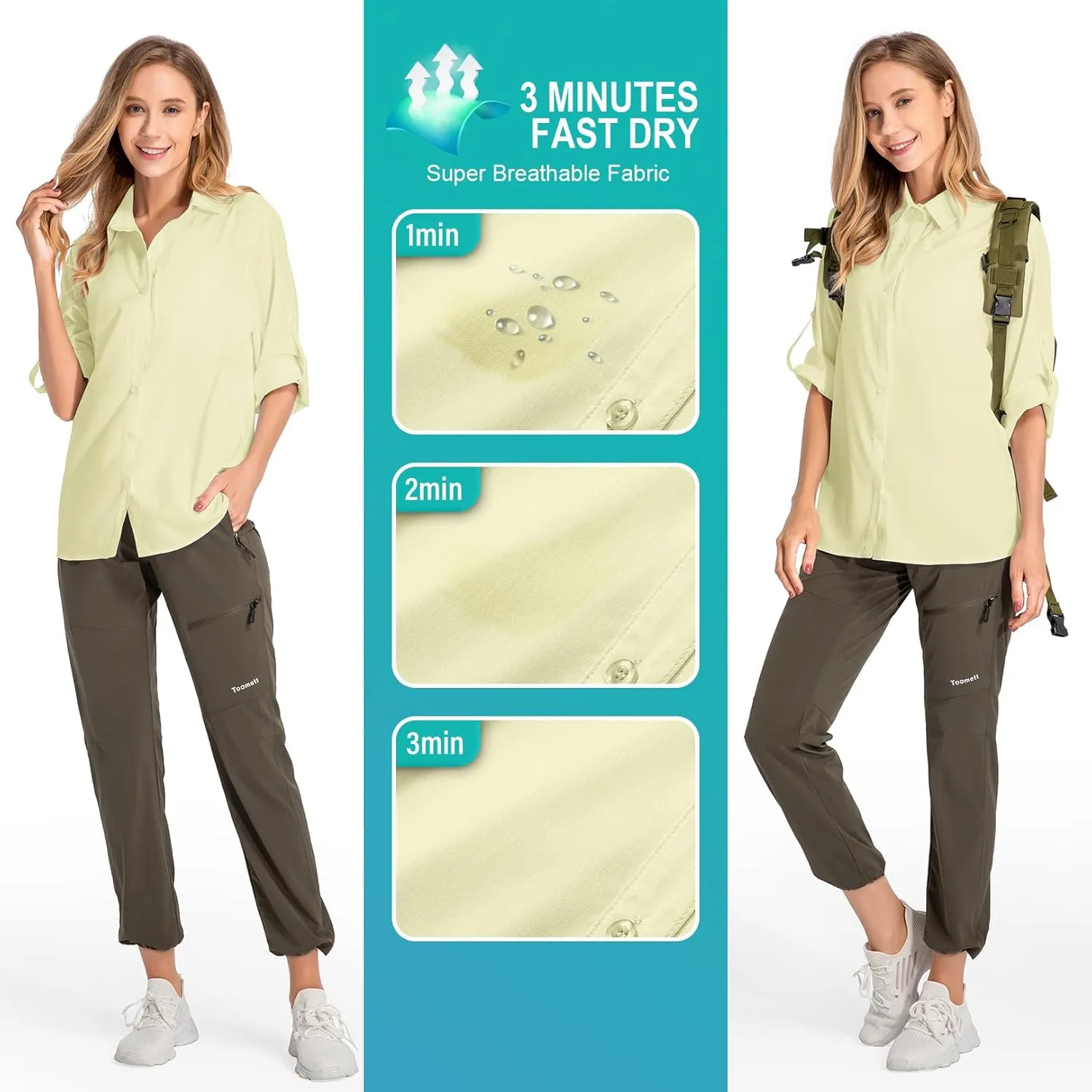 Women's UPF 50 Long Sleeve Sun Protection Shirts Quick Dry Outdoor Fishing Hiking Travel Shirt