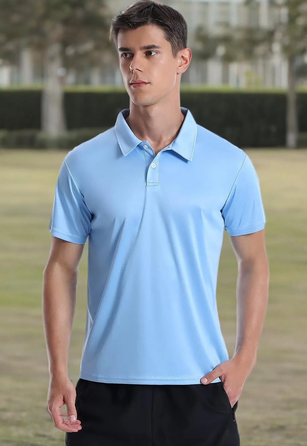 Xelky Men's Polo Shirts Quick Dry Short Sleeve Golf Athletic Shirt Moisture Wicking Casual Work Collared Polos 4 Pack
