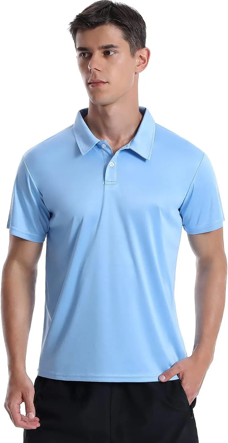 Xelky Men's Polo Shirts Quick Dry Short Sleeve Golf Athletic Shirt Moisture Wicking Casual Work Collared Polos 4 Pack
