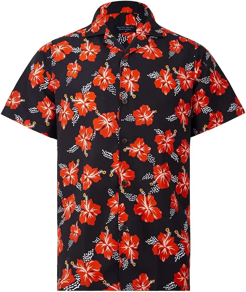 Year In Year Out Mens Hawaiian Shirt Regular Fit Hawaiian Shirts for Men with Quick to Dry Effect