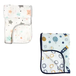 Yellow Doodle Twinkly Stars   Child of The Universe Reversible Muslin Blanket - Adorable Combo for Unisex Baby Ages 0-4 Years