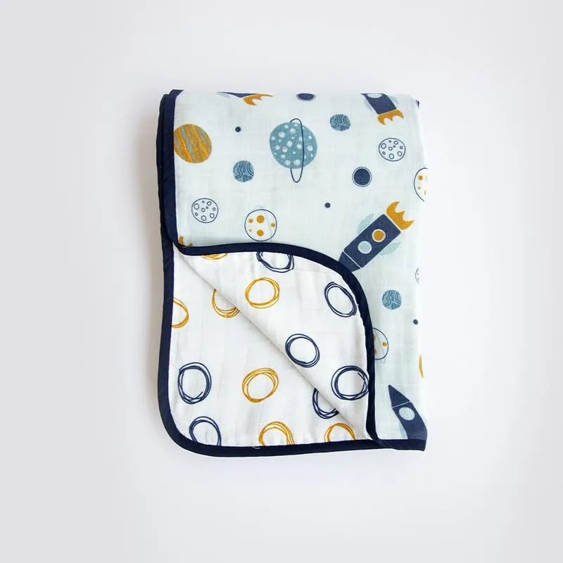 Yellow Doodle Twinkly Stars   Child of The Universe Reversible Muslin Blanket - Adorable Combo for Unisex Baby Ages 0-4 Years