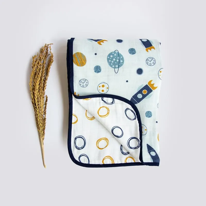 Yellow Doodle Twinkly Stars   Child of The Universe Reversible Muslin Blanket - Adorable Combo for Unisex Baby Ages 0-4 Years