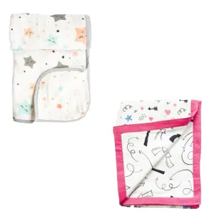 Yellow Doodle Twinkly Stars   Doodle Arrows Reversible Muslin Blanket - Adorable Combo for Unisex Baby Ages 0-4 Years