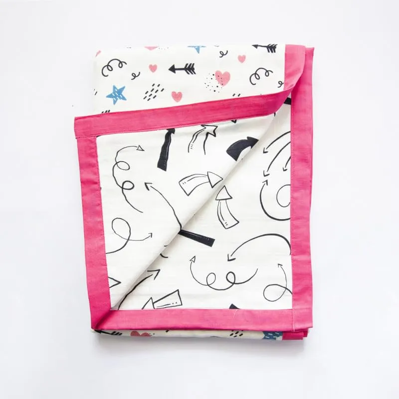 Yellow Doodle Twinkly Stars   Doodle Arrows Reversible Muslin Blanket - Adorable Combo for Unisex Baby Ages 0-4 Years