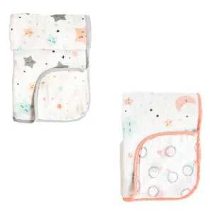Yellow Doodle Twinkly Stars   in The Sky Reversible Muslin Blanket - Adorable Combo for Unisex Baby Ages 0-4 Years