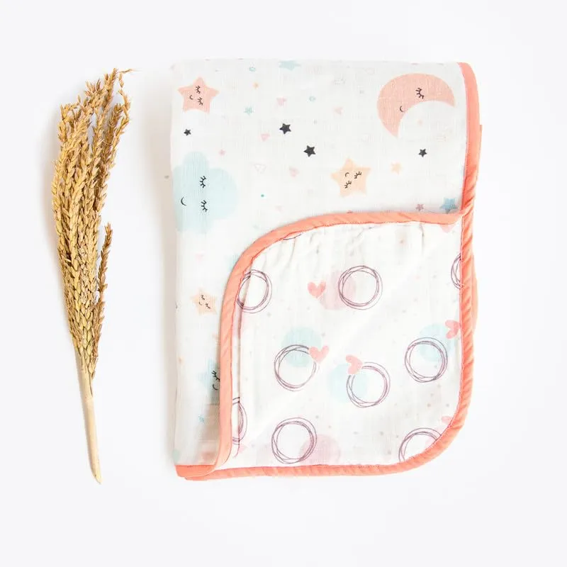 Yellow Doodle Twinkly Stars   in The Sky Reversible Muslin Blanket - Adorable Combo for Unisex Baby Ages 0-4 Years