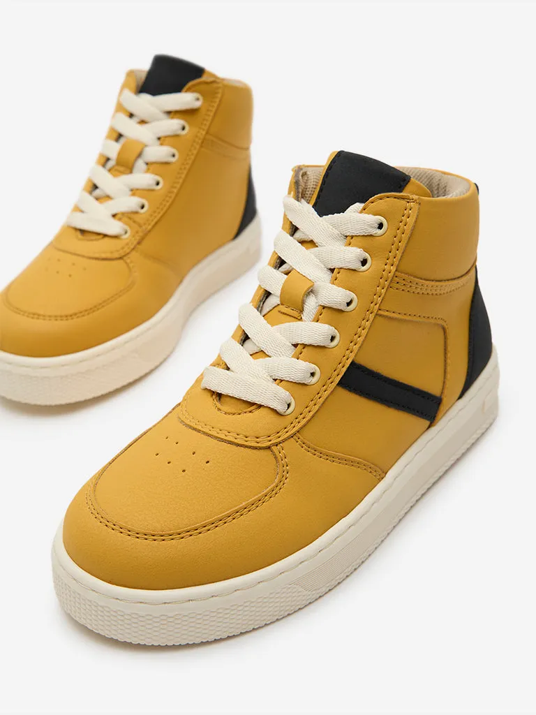 Yellow Mustard High-Top Lace-Up Boots