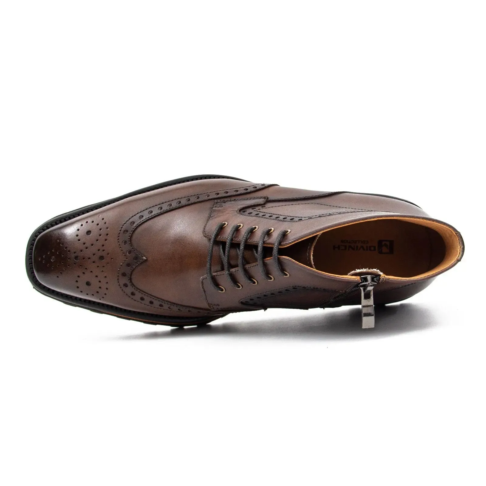 Zipper Brogue Martin Boots 2890 Coffee