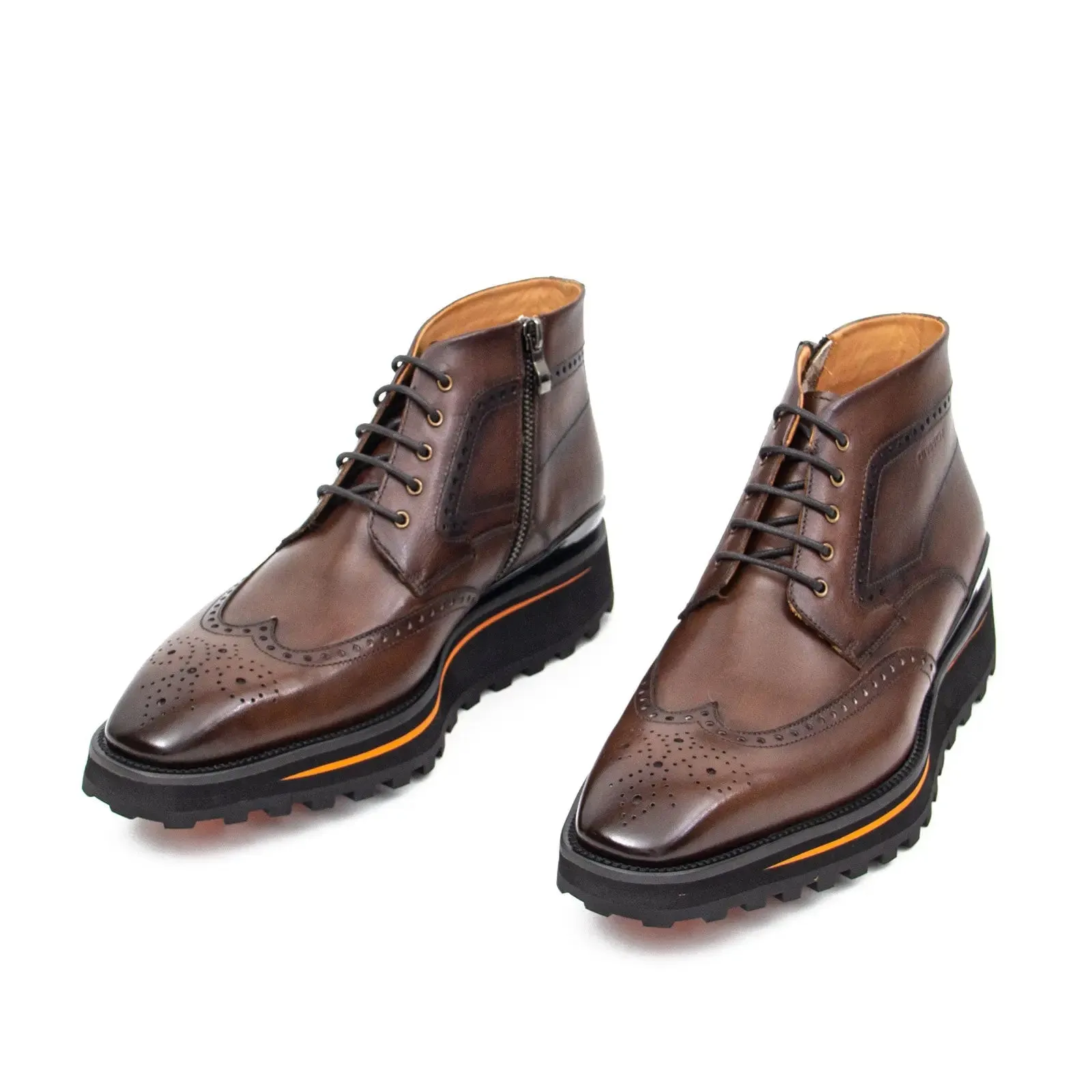 Zipper Brogue Martin Boots 2890 Coffee