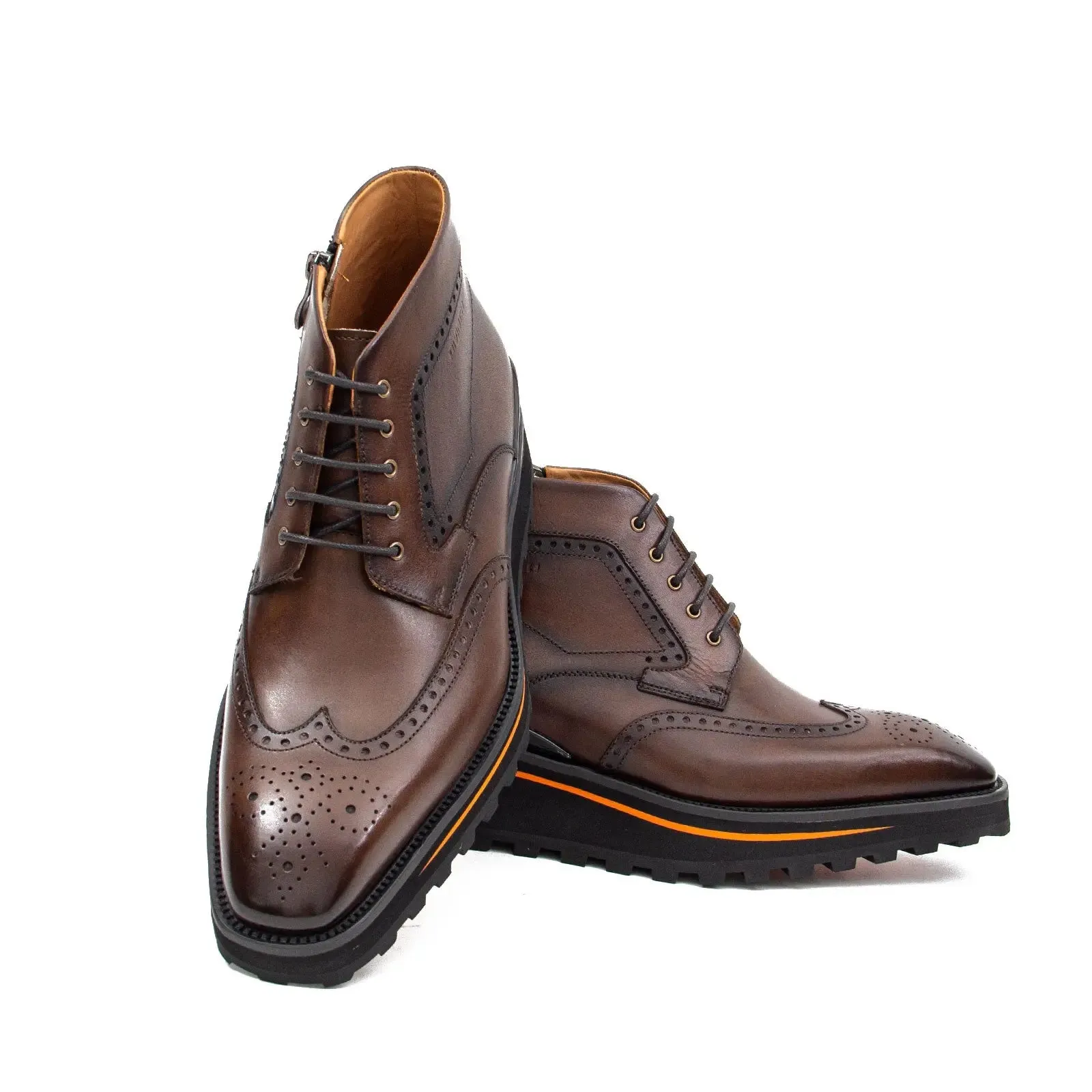 Zipper Brogue Martin Boots 2890 Coffee
