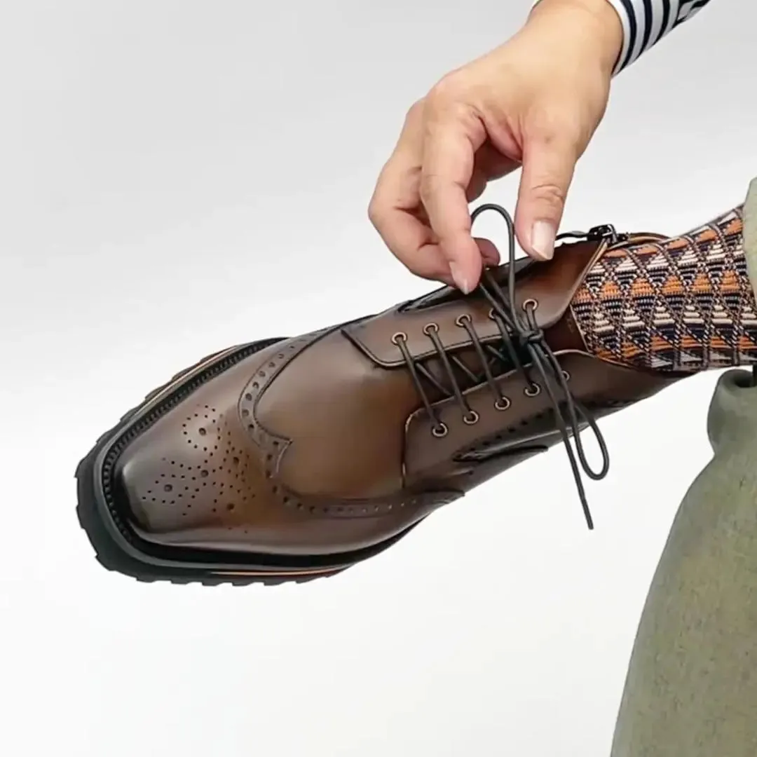 Zipper Brogue Martin Boots 2890 Coffee