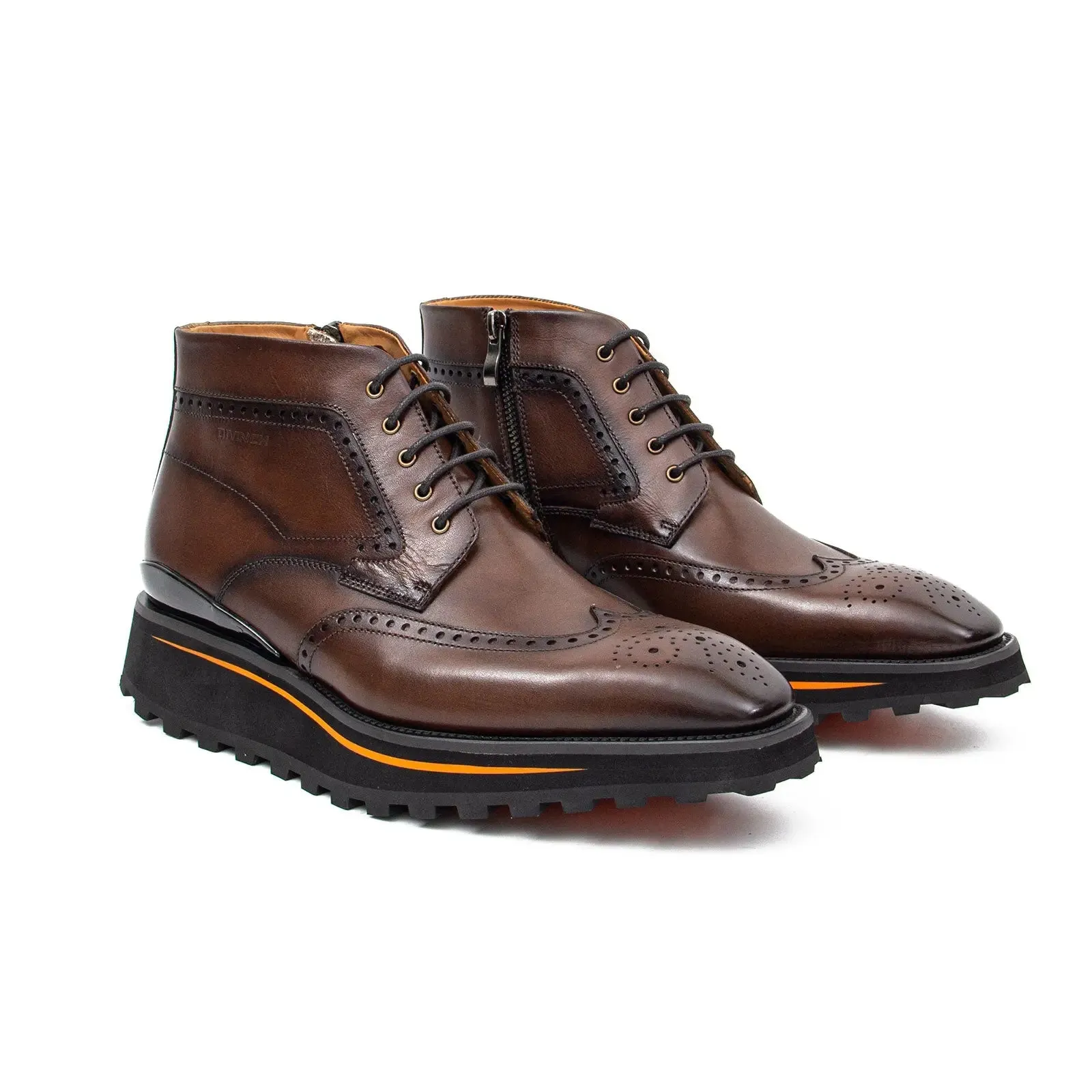 Zipper Brogue Martin Boots 2890 Coffee