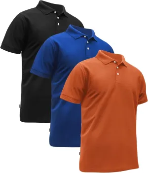 ZITY 3 Pack Mens Polo Shirts Short Sleeve Sports Moisture-Wicking Golf Shirt Business Causal Summer Tops