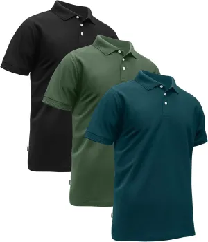 ZITY 3 Pack Mens Polo Shirts Short Sleeve Sports Moisture-Wicking Golf Shirt Business Causal Summer Tops