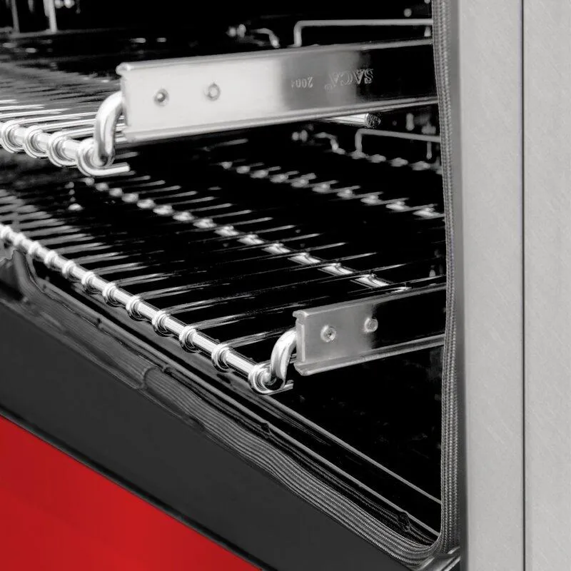 ZLINE 24 in. Professional Dual Fuel Range in DuraSnow® Stainless Steel with Red Gloss Door (RAS-RG-24)